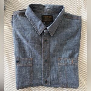 Filson Blue Chambray Button-Up Shirt Size L